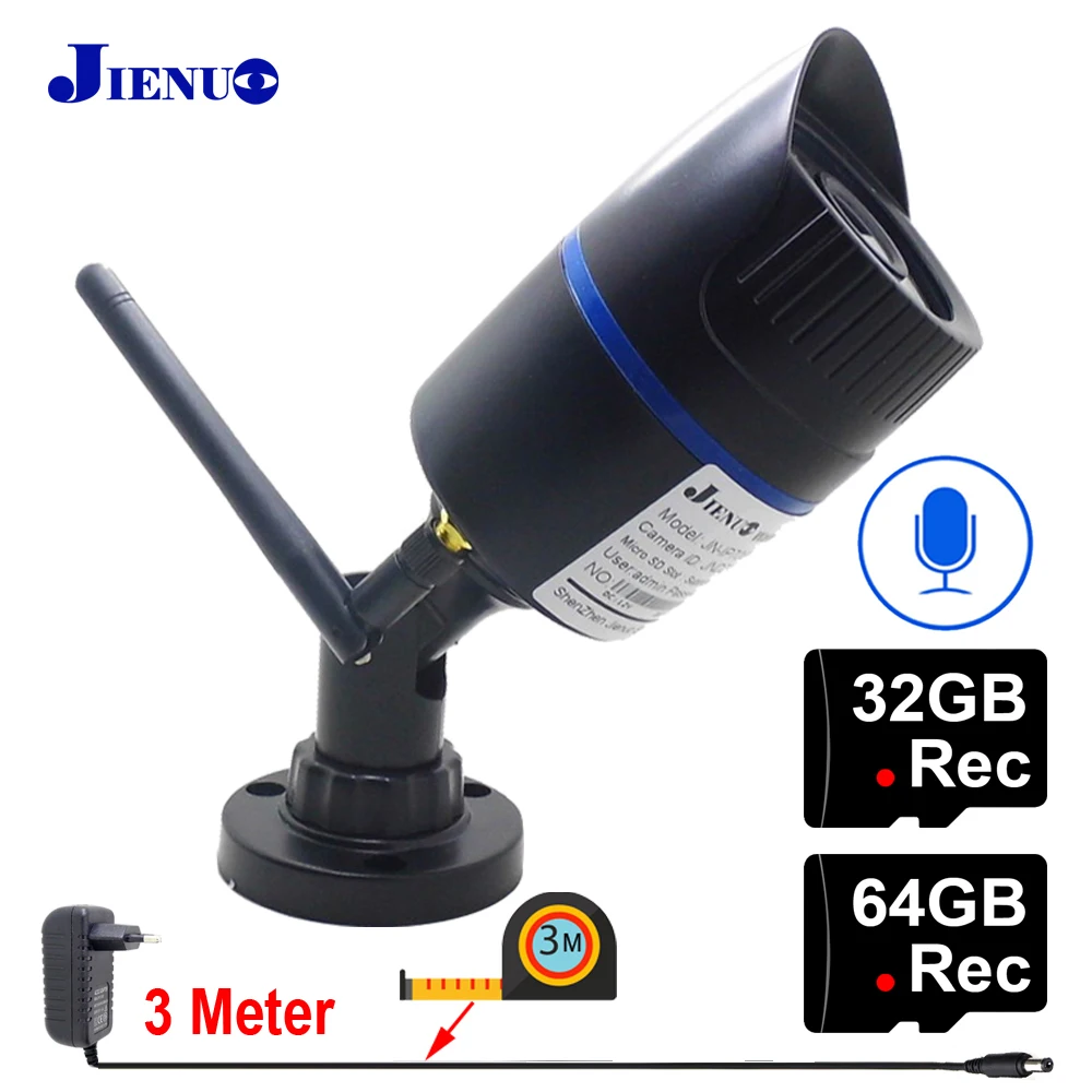 JIenuo IP Camera Wifi 1080P 960P 32G 64G Audio IPCam CCTV Security Surveillance Outdoor Waterproof Wireless Onvif HD Home | Безопасность