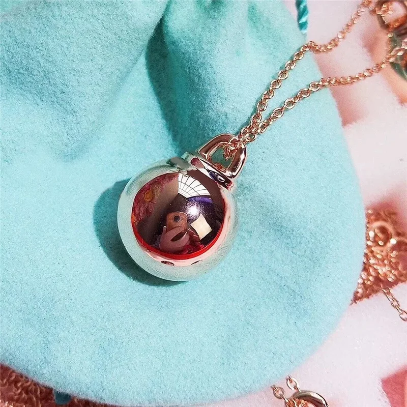 

1:1 T fashionable Sterling Silver 925 spherical female necklace, classic and novel jewelry makes you more attractive