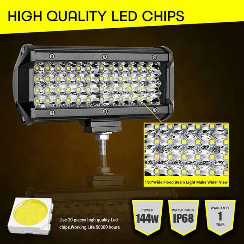 Светодиодная панель рабочего освещения 7 дюймов 120 Вт комбинисветильник