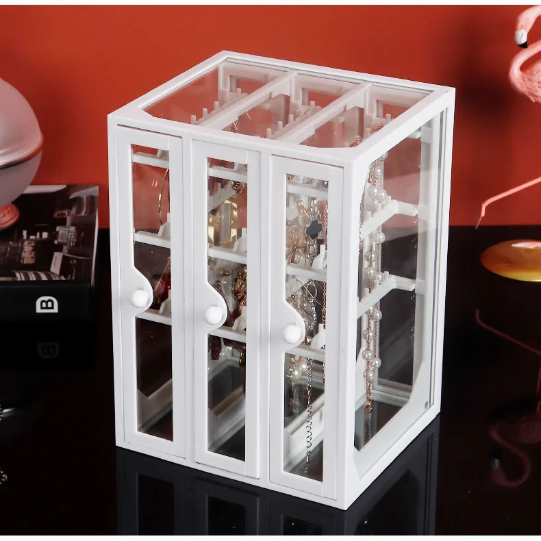 

Light Luxury Glass Earrings Storage Box Necklace Bracelet Finishing Rack European Jewelry Organizer Stand Multi-function