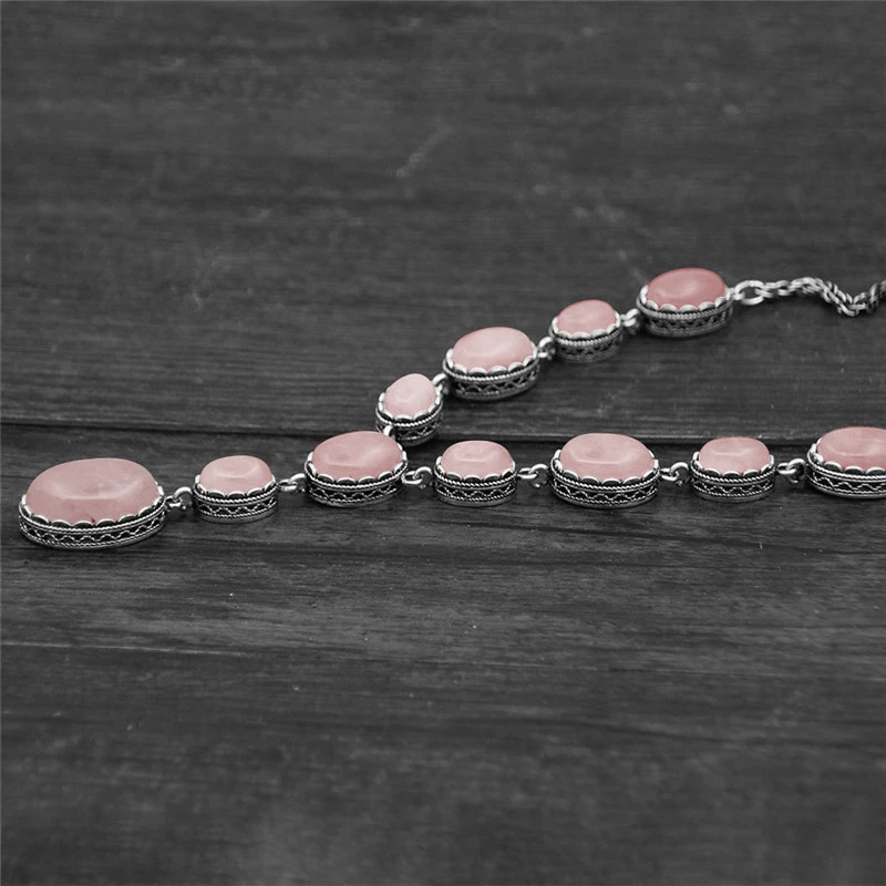 Винтажное ожерелье из натурального кварца для женщин античное посеребренное