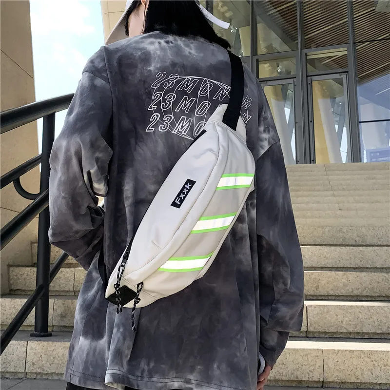 

Women Men's Messenger Waist Bag College Students Street Fashion Sports Hip Hop Multifunctional Single Black Fanny Packs