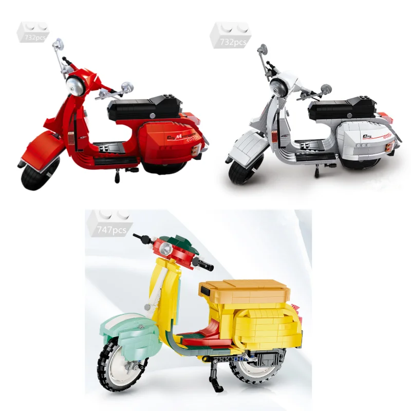 High-tech Series Vespas P200 Motorcycle Assembly Model Building Blocks Kit Bricks Educational Motorbike Toys For Kids Gifts | Игрушки и