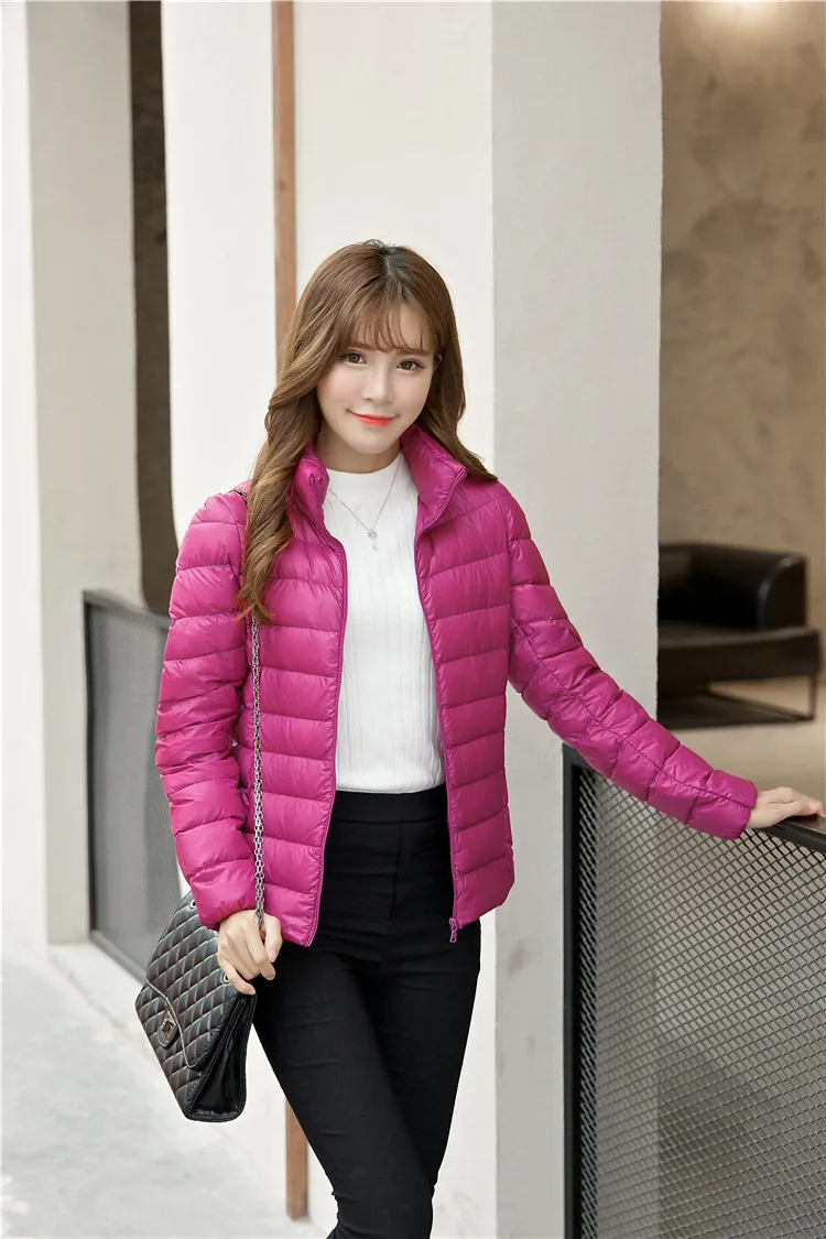 Зимняя женская куртка ультра легкий пуховик Женское пальто 90% утиный пух тонкая