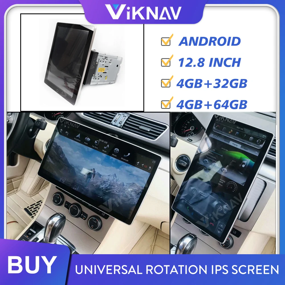 2 Din Universal Android system Tesla Style Rotation IPS Screen Car multimedia GPS Player Radio Car Stereo head unit 12.8"
