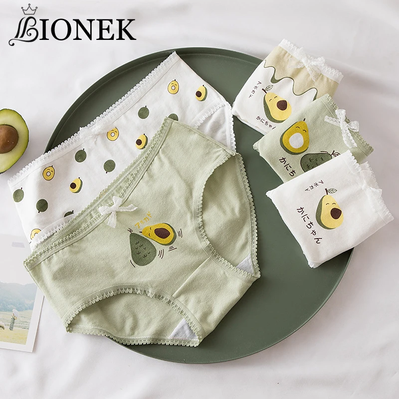 Женские хлопковые трусики BIONEK с авокадо зеленые однотонные для девушек женское