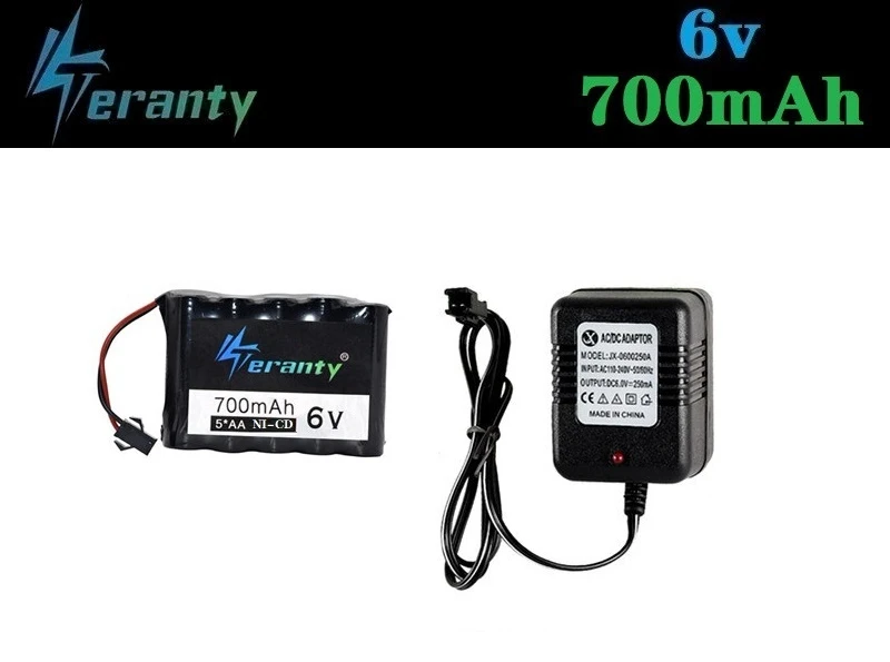 Teranty power 6v 700mah NICD аккумулятор и 6v зарядное устройство для радиоуправляемой игрушечной машины лодки пистолет Танк грузовик поезда радиоуправляемая игрушка модель 6v Ni-CD батарея - Цвет: Цвет: желтый