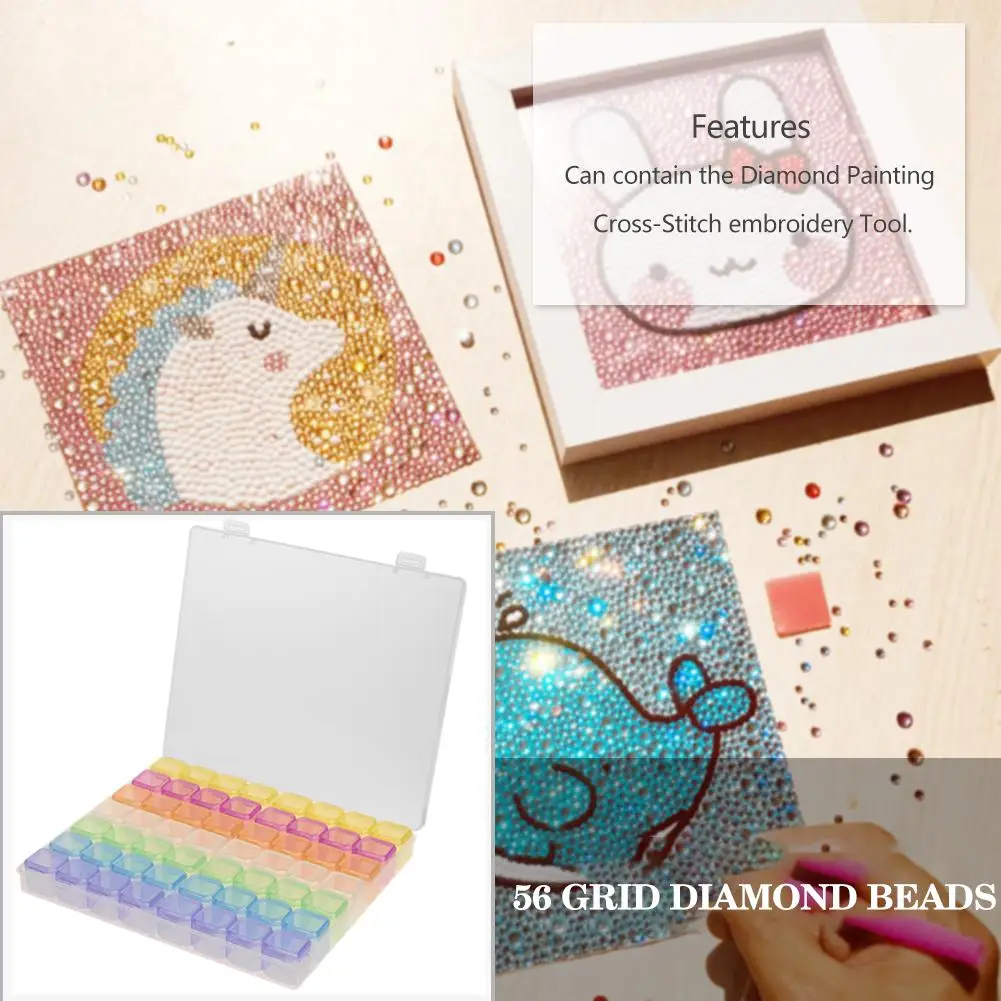 

56 Grids 5D DIY Diamond Painting Drill Box Jewelry Box Rhinestone Embroidery Crystal Bead Organizer Storage Case Container new
