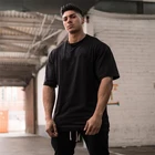 Футболка мужская оверсайз, топ с коротким рукавом и спущенными плечами, свободная рубашка в Корейском стиле, хлопковая футболка, лето