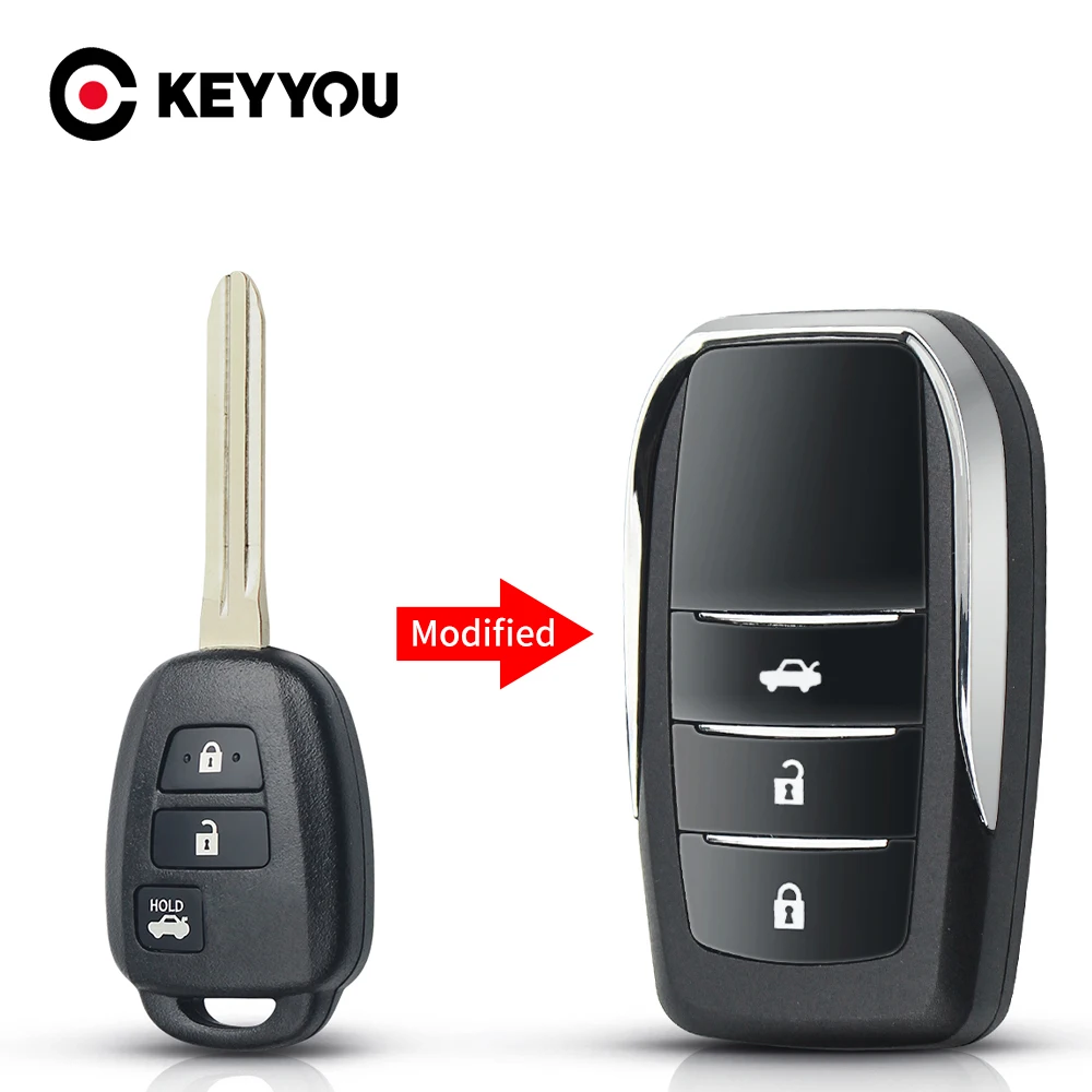 

KEYYOU 3 кнопки для Toyota модифицированный чехол для автомобильного ключа дистанционного управления для Toyota CAMRY Corolla YARIS Vios Prado TOY43 чехол для замен...