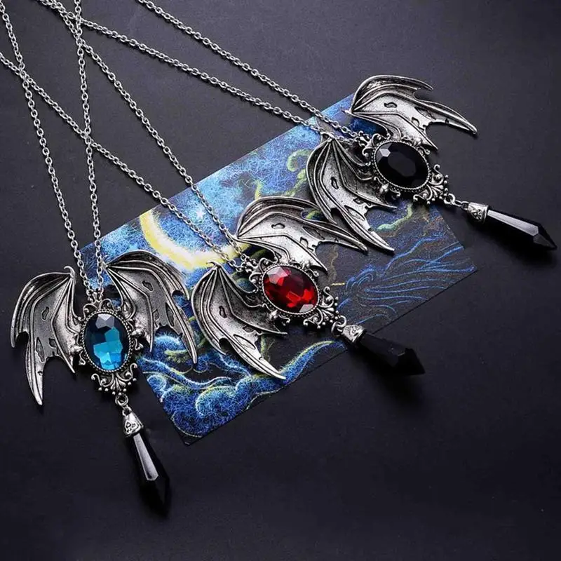 Ожерелье с подвеской в виде крыльев летучей мыши на Хэллоуин женское винтажное