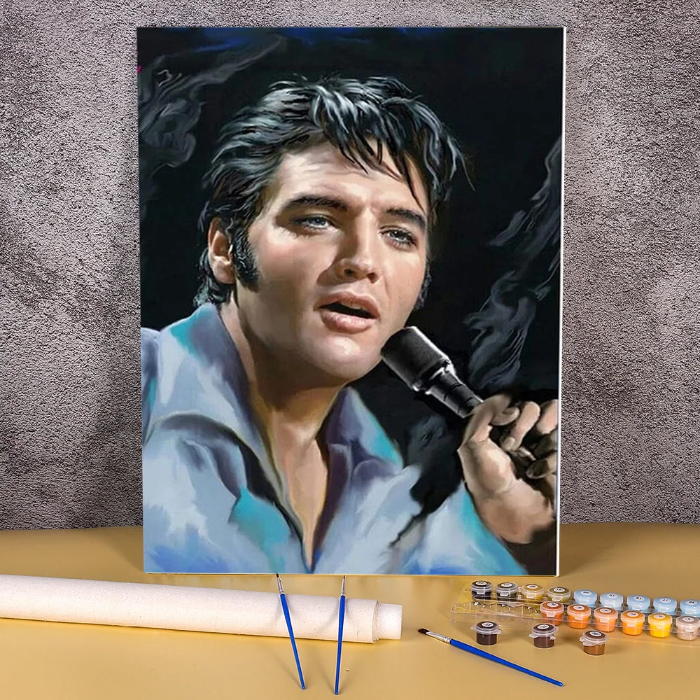

Elvis Presley DIY Painting By Numbers Complete Kit Acrylic Paints 50*70 Canvas Pictures Loft Wall Picture For Handicraft