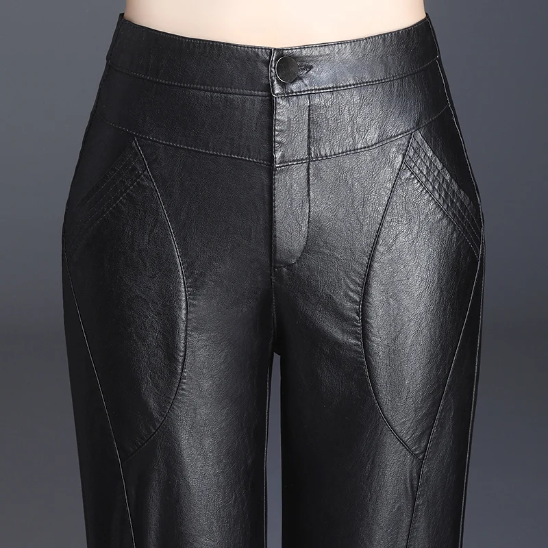 Кожаные Брюки женские осенние девять точек Корейские дикие брюки большого