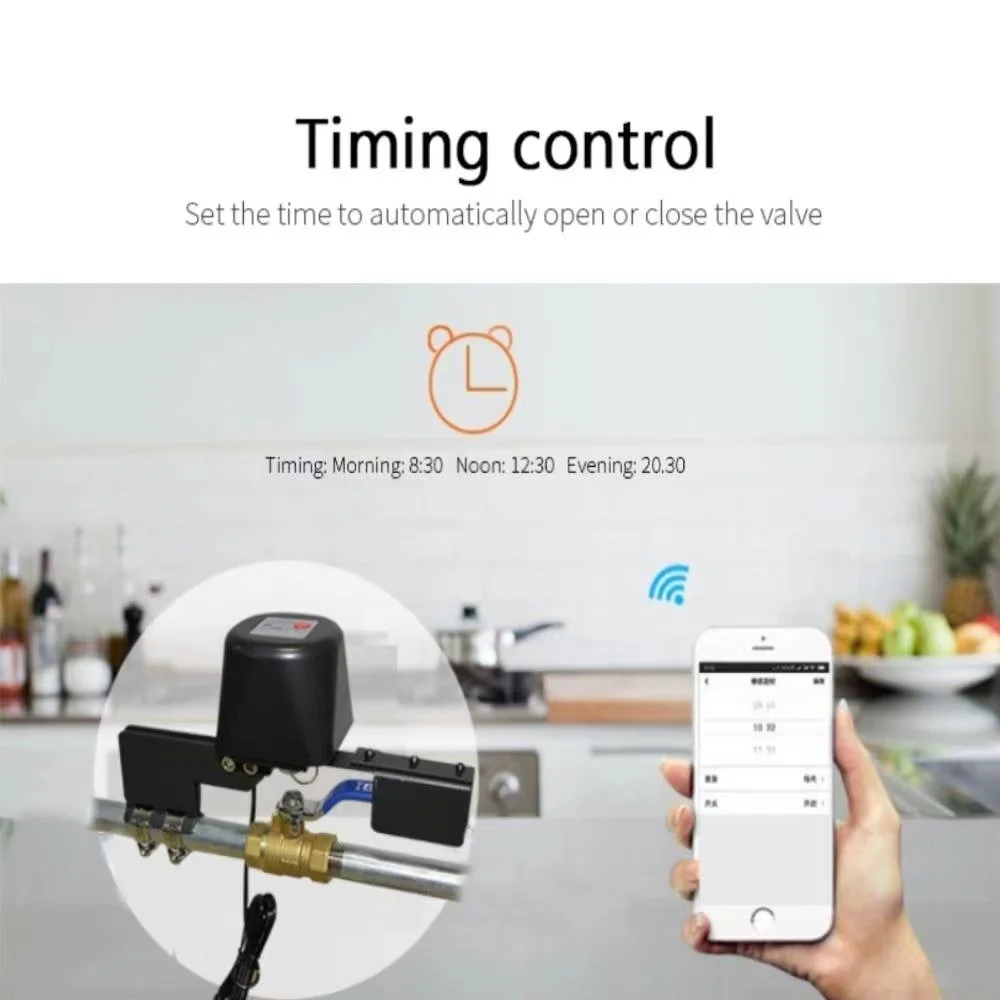 Умный клапан управления для воды и газа Tuya Wifi/Zigbee автоматическое отключение