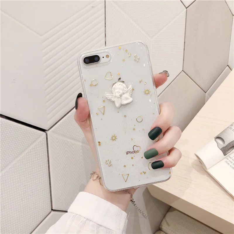 Angel 3D яркий шоколадный печенье Прозрачный чехол для телефона для iPhone 11 Pro Max XR XS Max X 6 6S 7 8 Plus силиконовый роскошный мягкий чехол-накладка - Цвет: Angel
