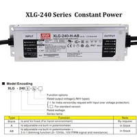 taiwan meanwell led power supply xlg 240 series 240w constant power outdoors waterproof adjustable light band pfc driver