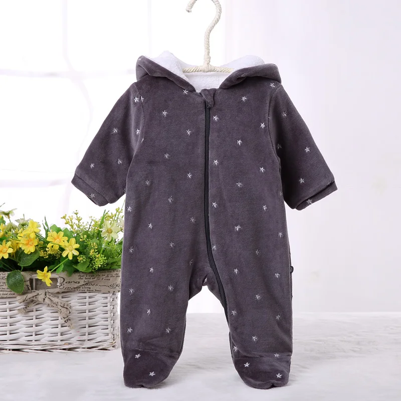 Newborn Baby Winter Thick Warm Clothes Hooded outfit Romper Unisex Boy&ampGirl Kids Rompers velvet Jumpsuit 0 3 6 9 12 18Month | Детская