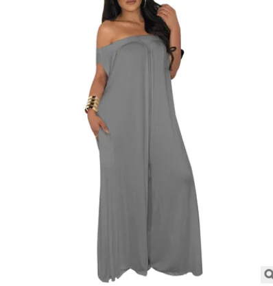 Женский свободный комбинезон без рукавов повседневный однотонный длинный в