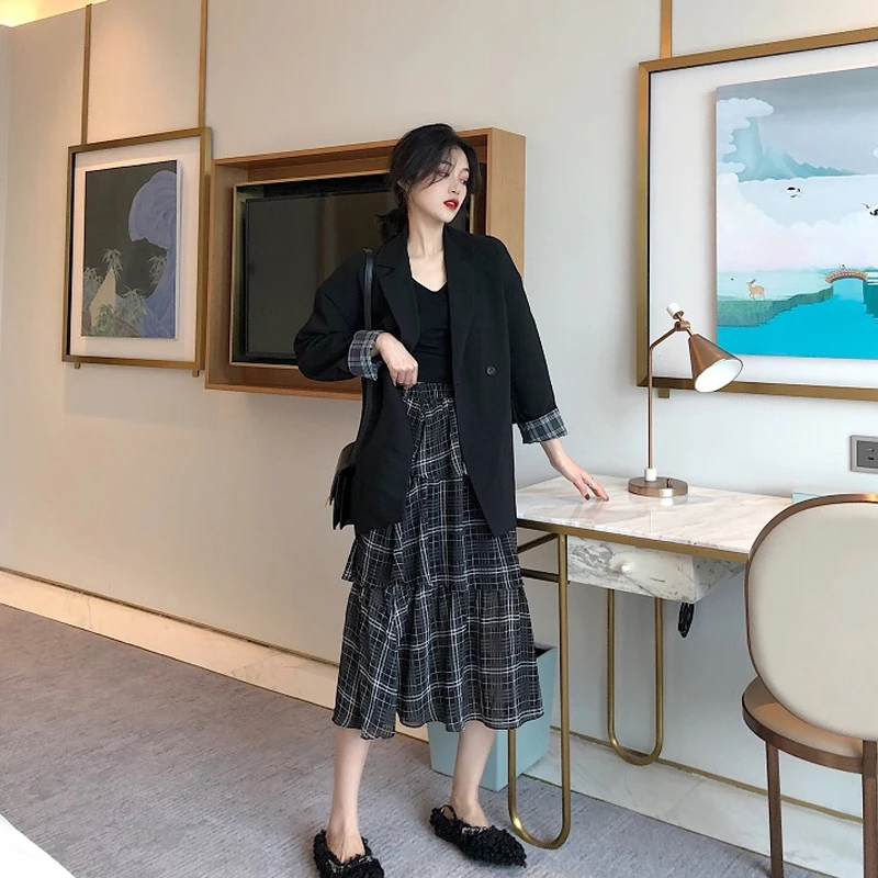 Женский офисный твидовый пиджак повседневный Тонкий шерстяной элегантный