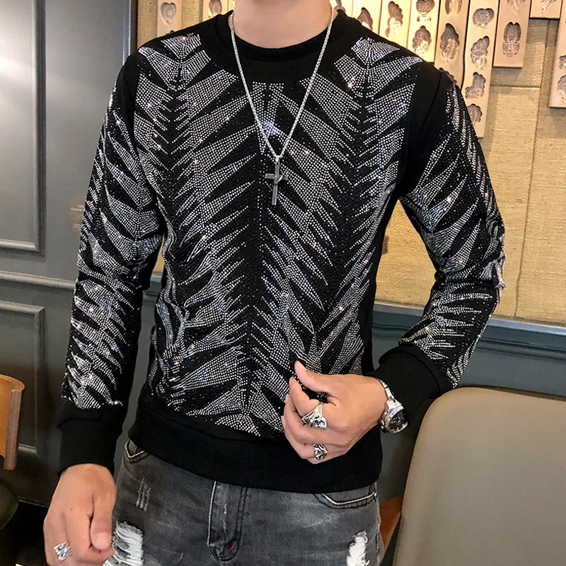 Camiseta Masculina, повседневные мужские футболки, уличная одежда, хип-хоп, панк, Готическая футболка, сценические футболки, рубашка с длинным рукавом, золотое, серебряное, блестящее