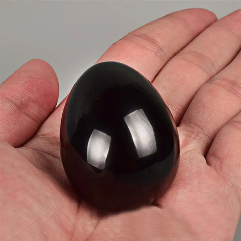 

1 Pc Black Obsidian Gemstone Sphere Egg Polished Stone for Balancing Healing Therapy Decoration Meditation