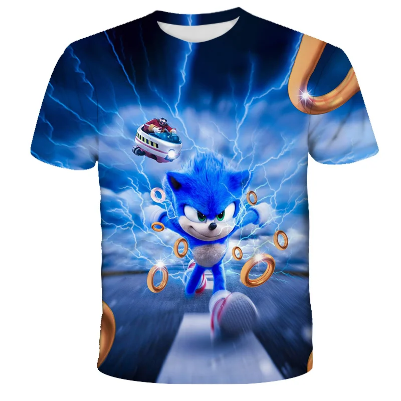 

Hedgehog Tshirt Blue 3D Printed Summer Anime Boys Cartoon tshirt Girls Streetwear Children Kids Clothes Baby Funny Tshirt O-Neck