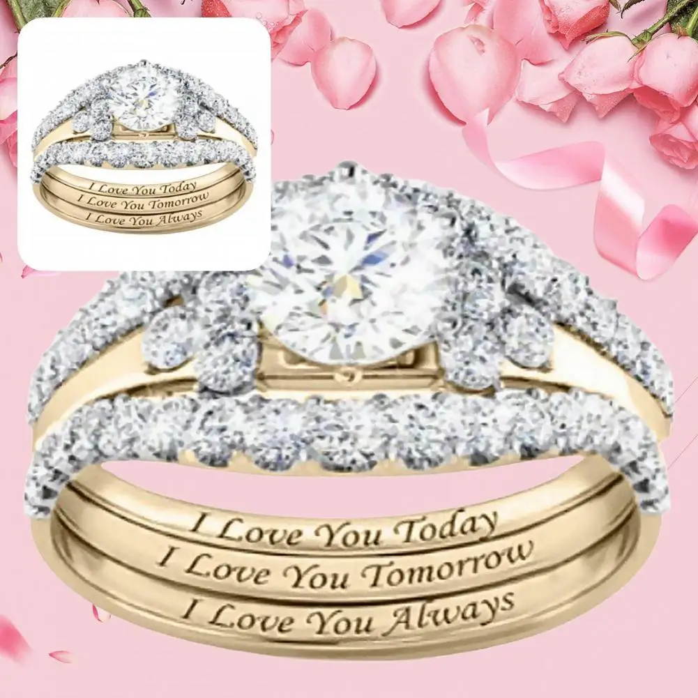 

1 Set Women Rings Beautiful 7 Sizes Exquisite Faddish Plating Female Finger Rings for Wedding Engagement Ring Finger Ring