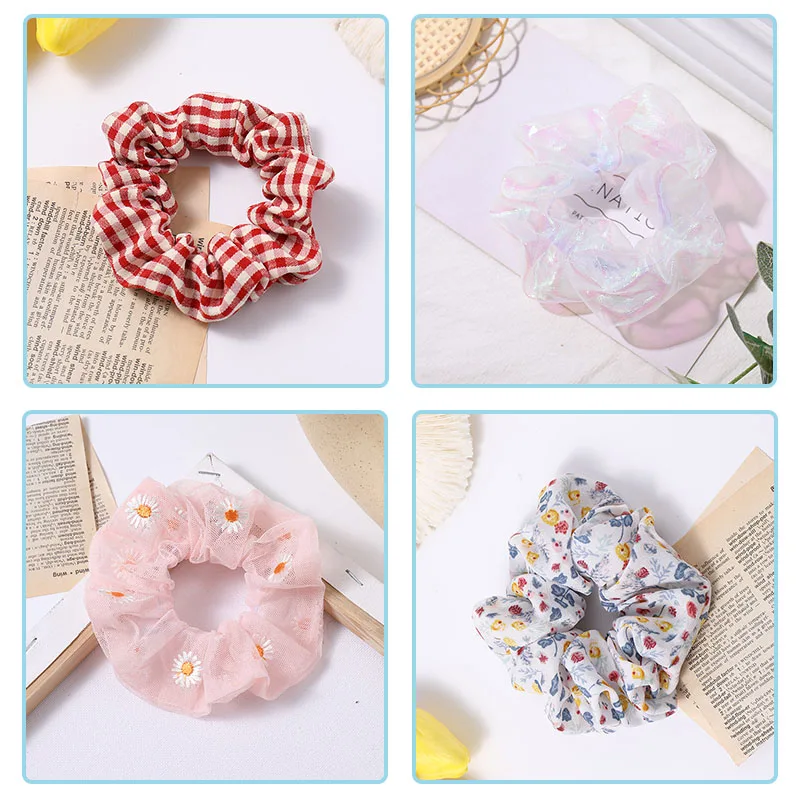 Женские резинки для волос с ромашками эластичные в цветочек 4 шт./компл. - купить