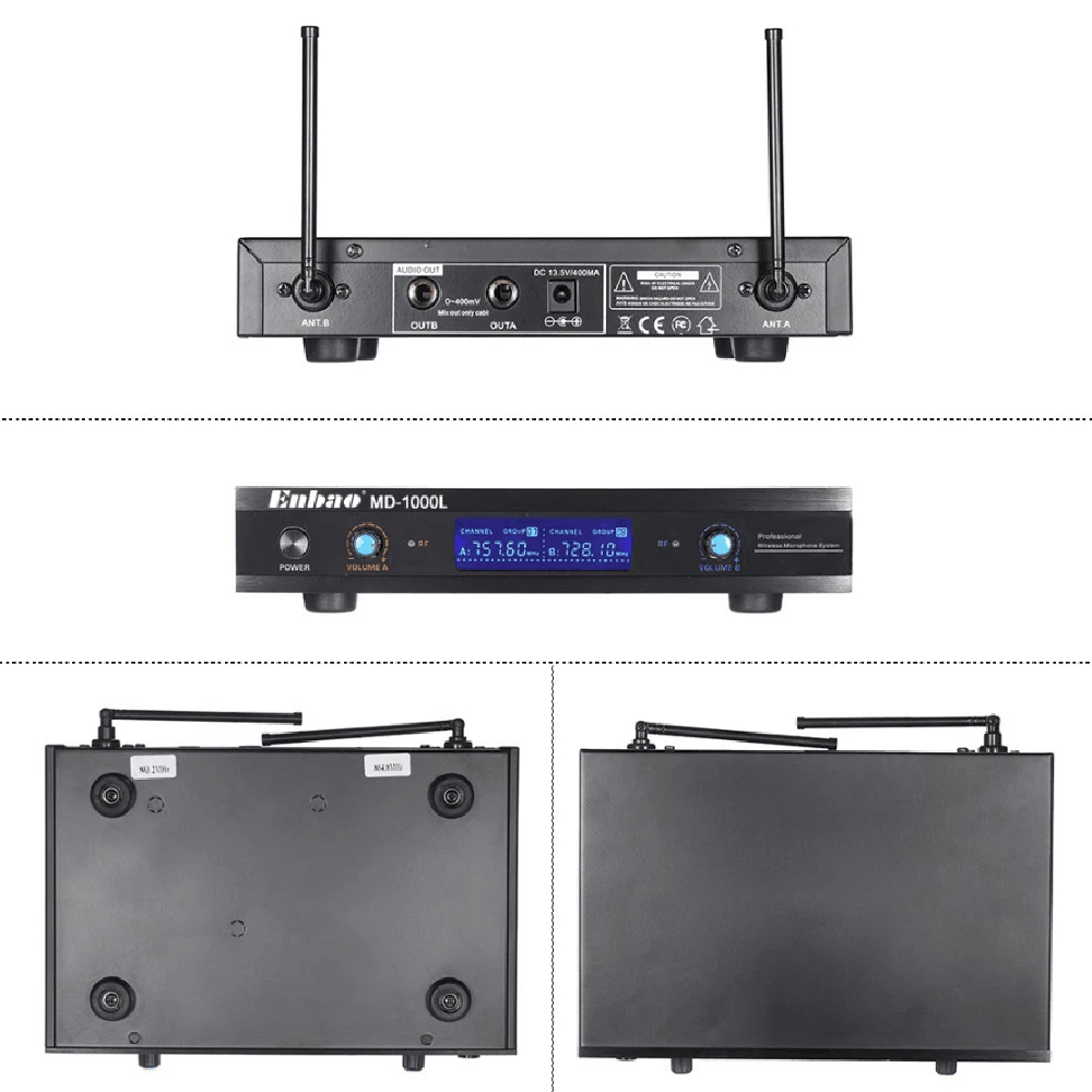 2-Channnel Handheld Wireless UHF Microphone Mic System 2 Microphones 1 Receiver LCD Display with Audio Cable Power Adapter | Спорт и
