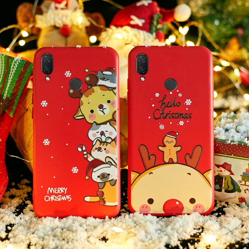 Рождественский чехол для huawei P20 Lite P30 Pro силиконовый с Санта Клаусом лосем Бампер P