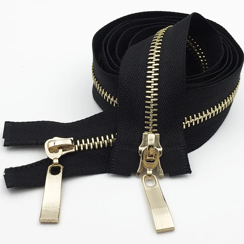 blackgold 1 шт. Meetee 80/100/120 см автоматический металлический замок молния золотой двойной слайдер застежки-молнии для куртки пальто DIY сумка Аксессуары для шитья одежды - Цвет: blackgold