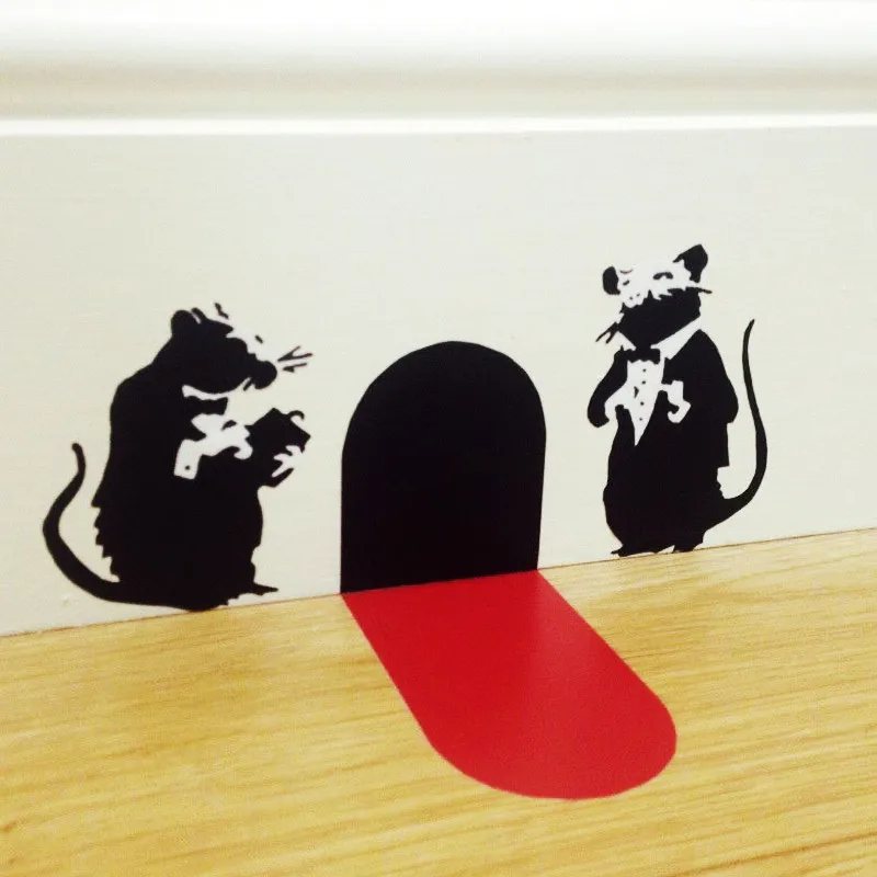 Настенная Наклейка Banksy с изображением официанта крыс на красной ковровой