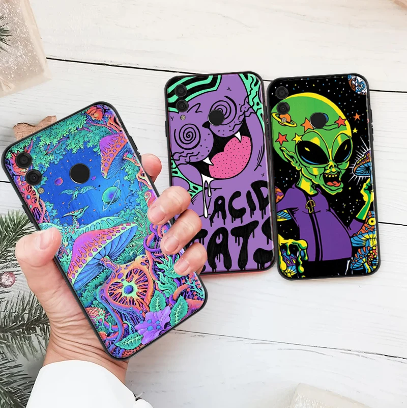 

Colourful Psychedelic Trippy Art Phone Case For Huawei Honor 7X 8X 8C 9 V9 9X 10 V10 10i V20 30 Lite Mandala Chakra Yoga Coque