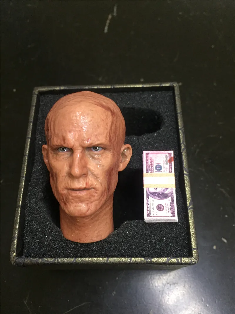 Коллекционная в наличии 1/6 шкала Мужская голова Sculpt Ryan Reynolds Дэдпул горящая