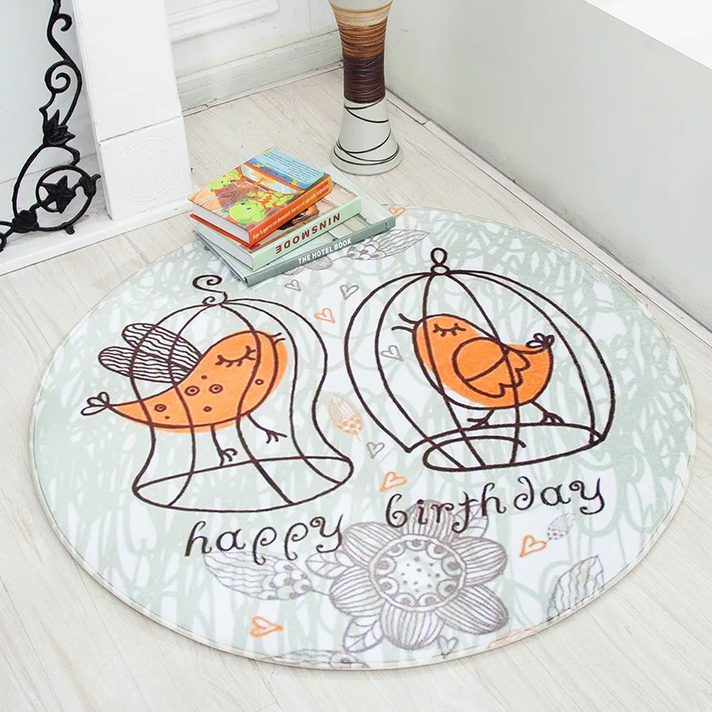 Круглый коврик с мультяшными животными Нескользящие ковры для гостиной