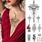 Водостойкая Временная тату-наклейка, лотос, цветы, кружево, роза, меч, флэш-тату, дракон, тотем, боди-арт, искусственная татуировка на руку для женщин и мужчин