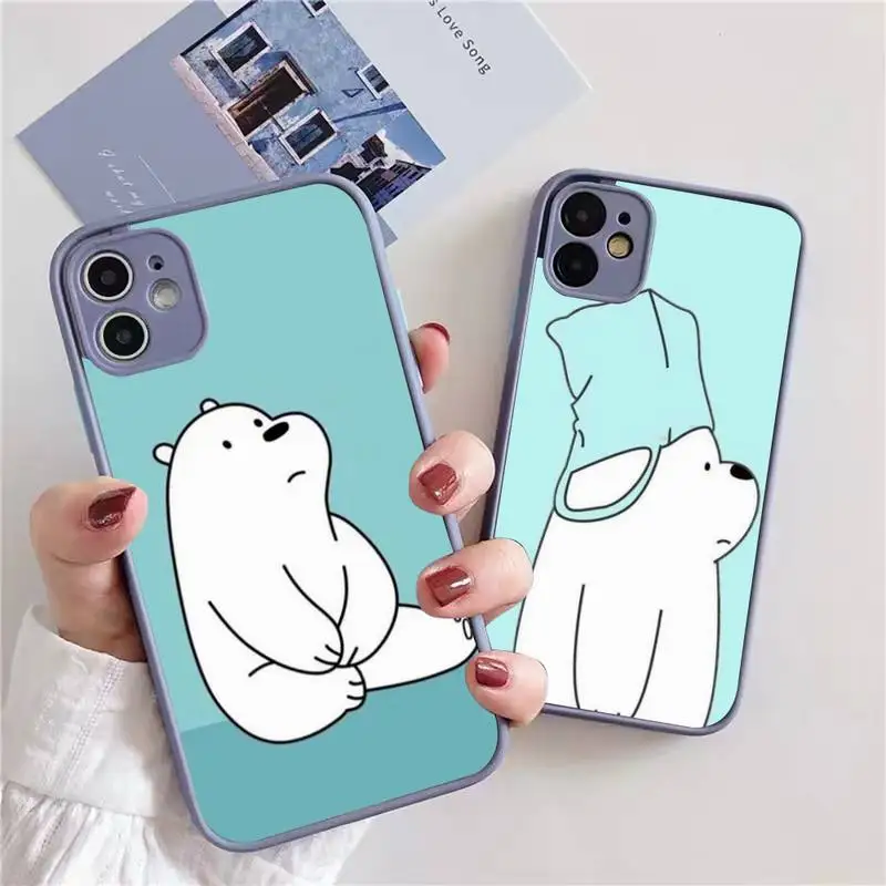 

Cute Polar bear Phone Case For iphone 13 12 11 xr xs x 7 8 pro max Light gray Soft TPU Silicone Clear Case Cover