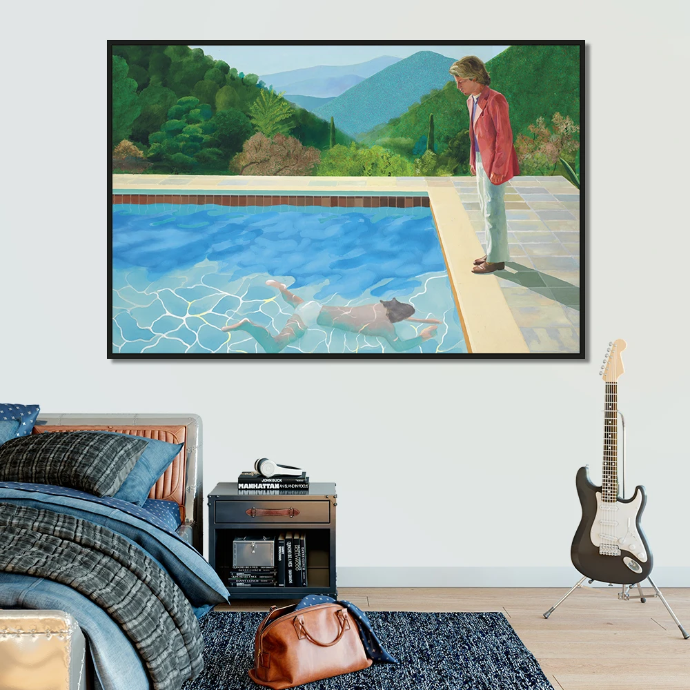 Давид хокни бассейн с двумя фигурами холст домашний декор настенные плакаты и принты, искусство, Картина гостиной печати