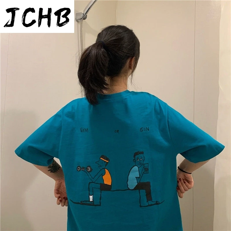 

2021 Camisetas Verano Mujer Thin Section t Shirt Vogue Printing Harajuku Female T-shirt Leisure Fashion Aesthetic Tshirt Tops