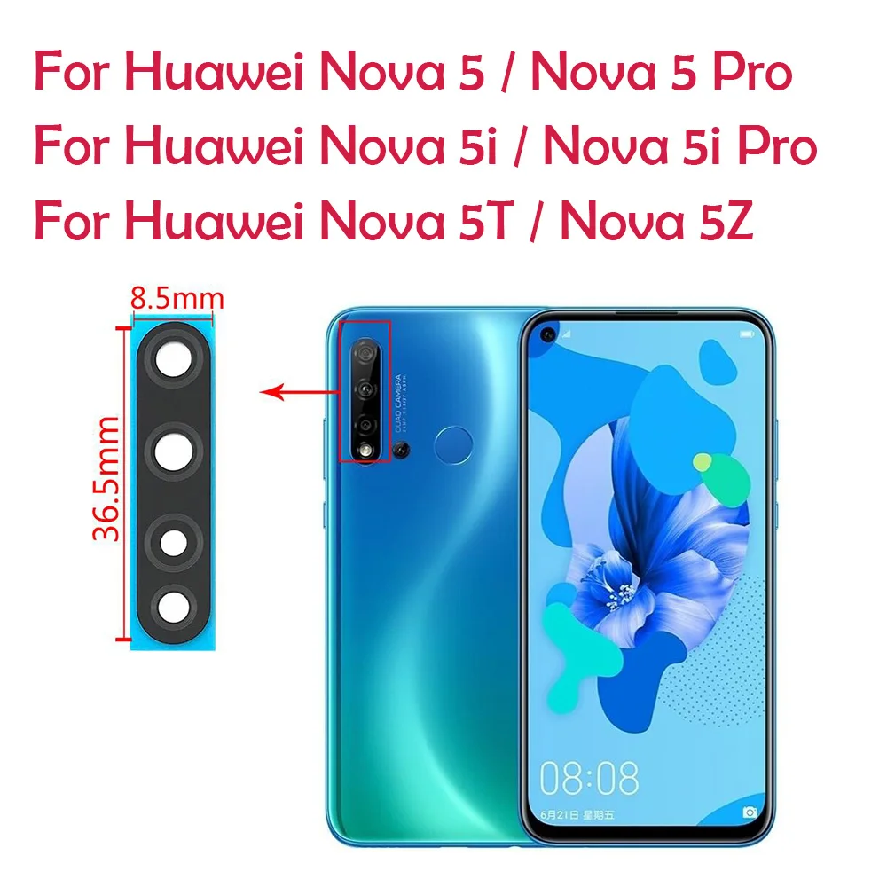 

Стеклянный объектив задней камеры 10 шт./лот для Huawei Nova 3 3i 4 4e 5i 5 5T 5Z 6 SE 7 Pro, стекло для камеры с клеем