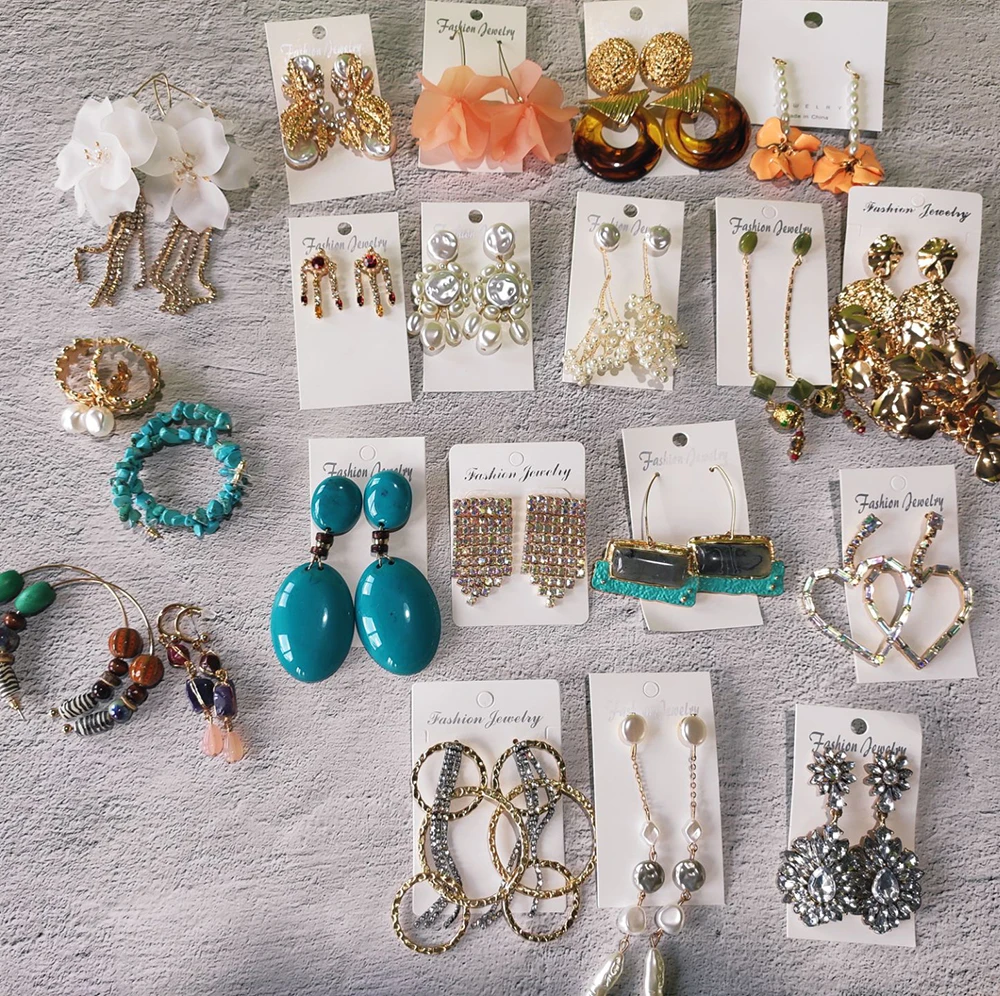 Женские серьги подвески ZA Длинные круглые с гравием и цветком металлические