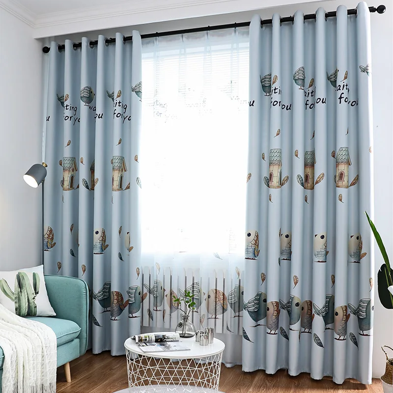 Шторы с принтом птицы милый дом для детей детская комната мультфильм простой