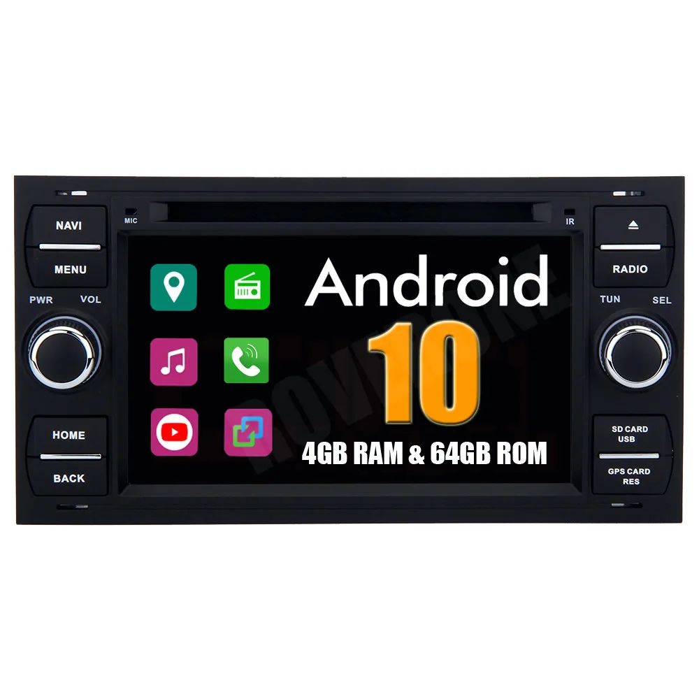 Android 10 Восьмиядерный Автомобильный мультимедийный плеер для Ford Focus Mondeo Fiesta Transit