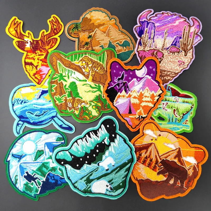 Нашивки с вышивкой тигра Кита для футболки металлические наклейки на джинсы