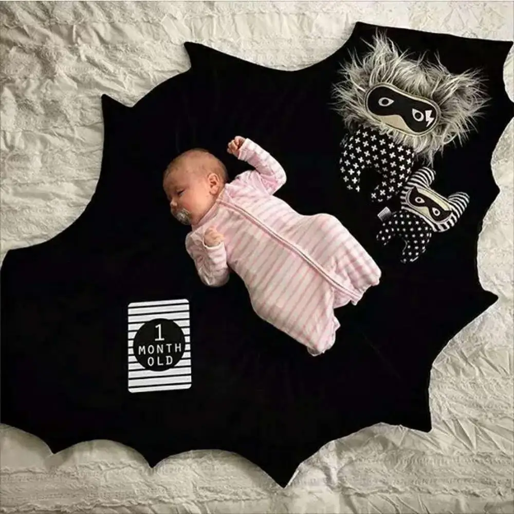 Batman blanket Детское одеяло Бэтмена, хлопковый коврик, черная летучая мышь, игровое белье для коляски, ковер для ползания новорожденных, пеленание, мягкий реквизит для фотосессии - Цвет: Batman blanket