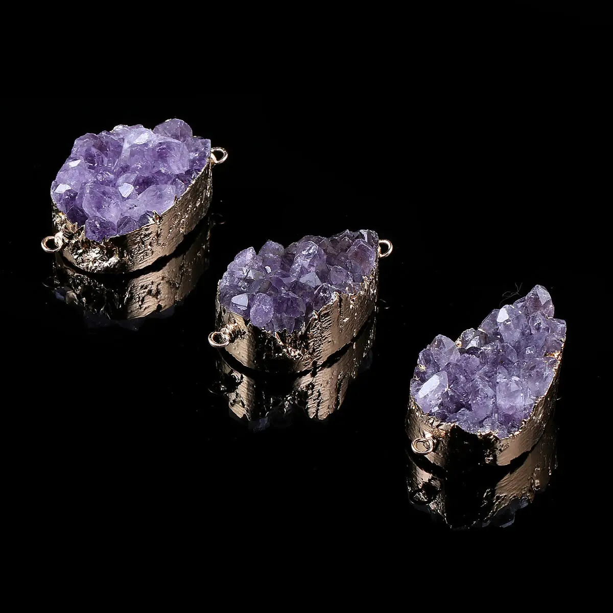 

Irregular Gold-plated Purple Quartzs Pendant Necklace Reiki Healing Natural Stone Amulet DIY Jewelry Gift Size 25x45mm