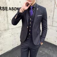 new irregular stripes male suit british gentleman business professional casual suit fashion groom slim suit three piece sets