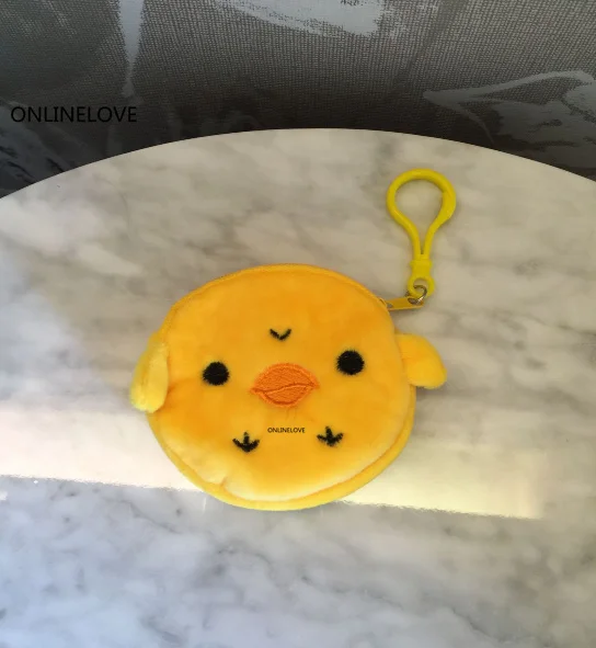 

New 2Designs , Mini 8CM And Small 10CM Yellow Chicken Pocket Plush Coin BAG , New Keychain Coin Wallet Purse