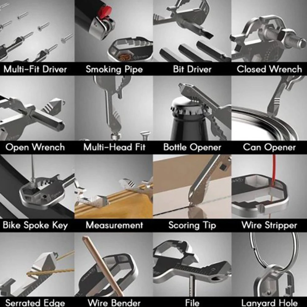 

Multifunctional Tool Key Shaped Pocket Tool Outdoor Keychain Pendant Tool Hexagon Wrench For Drill Drive Measuring Bottle Opener
