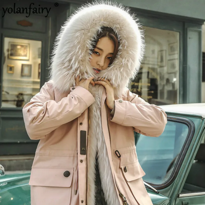 Зимнее пальто женская парка из натурального меха шуба кролика Рекс Женская